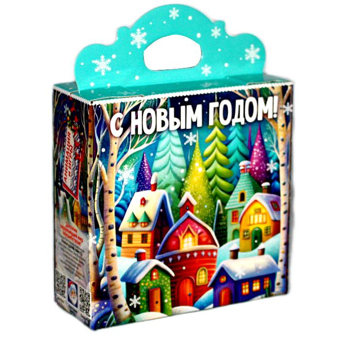 Сладкий новогодний подарок в картонной упаковке весом 650 грамм